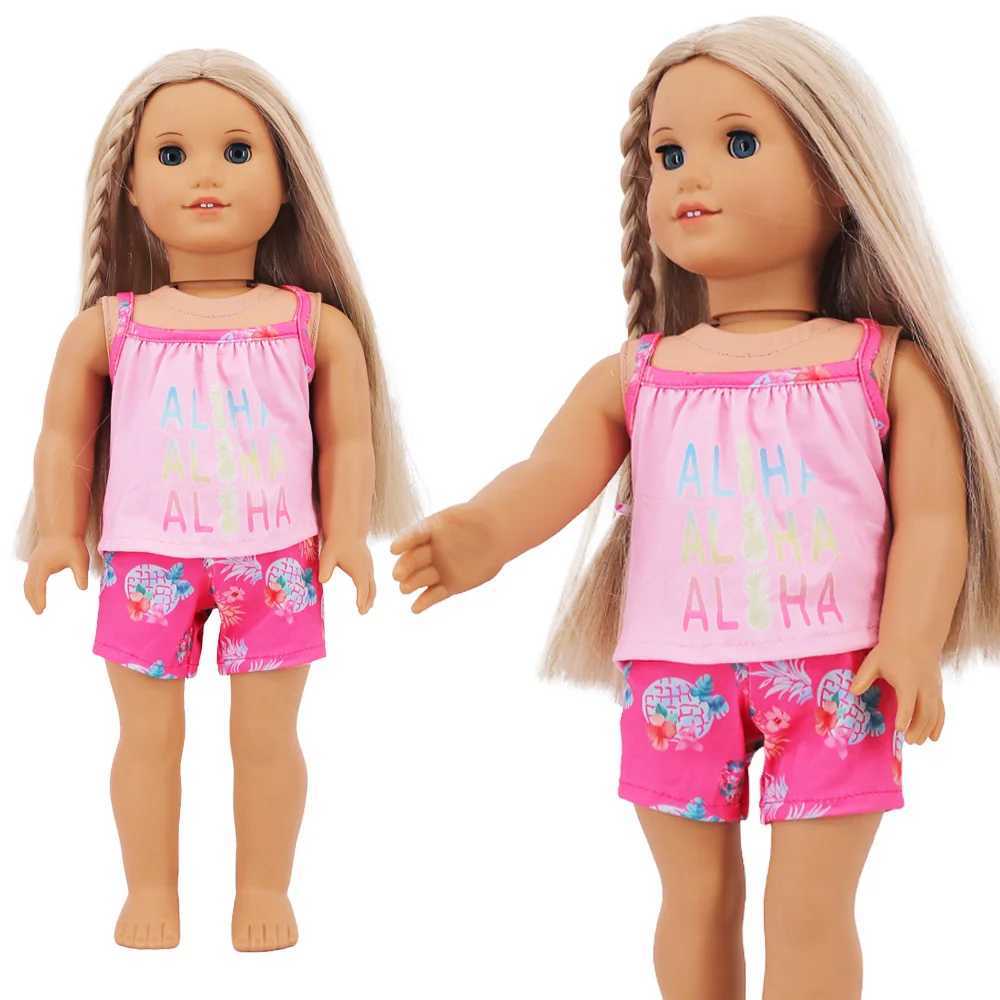 Doll Clothes Summer Short Sleeve for 18inch Girls American 43 Cm Baby Reborn Doll Our Generation Accessories Hat T-shirt Toy W250610