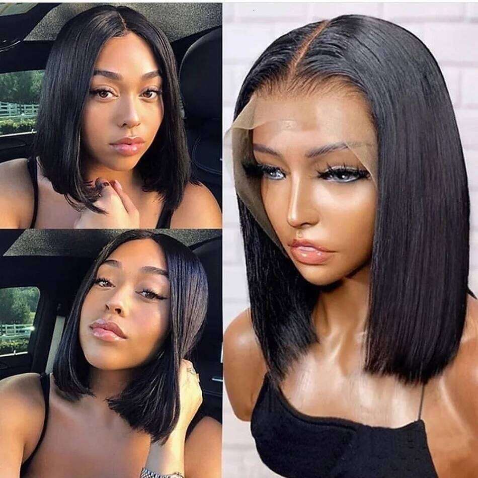 Bone Straight Short Wigs 100% 13x4 Front Cut Brazilian Brown Black HD Lace Frontal Human Hair Bob Wig