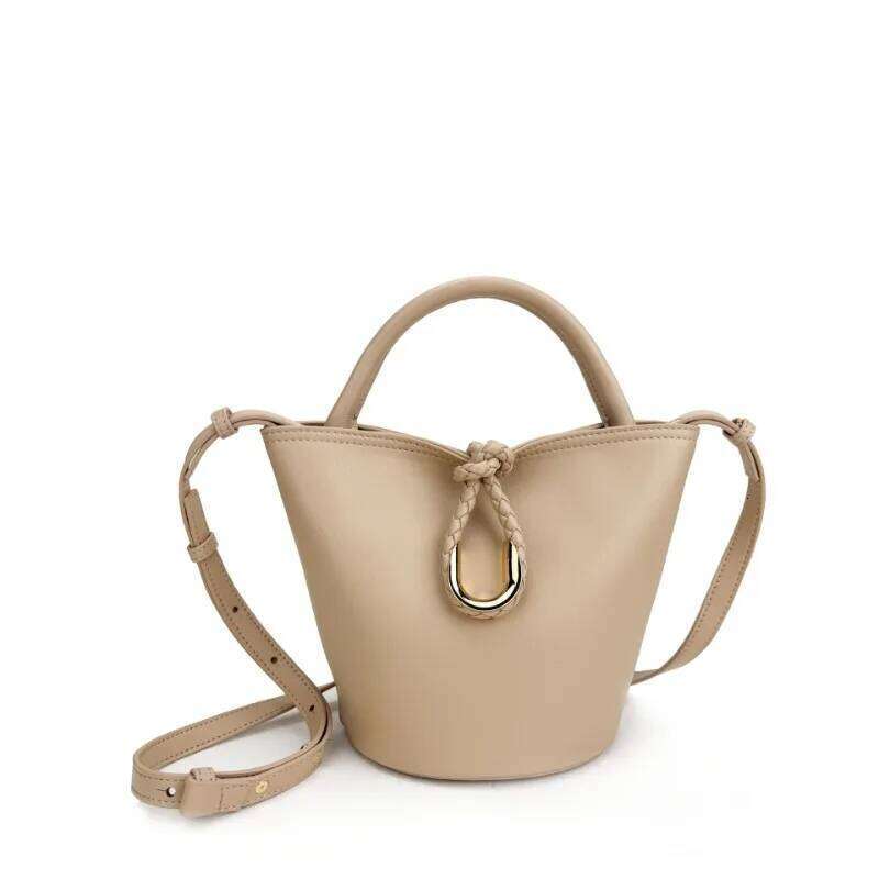 2025 Vintage Trend Pu Leather Bucket for Women Fashionable Versatile Single Shoulder Crossbody Bag Simple Handbag Female