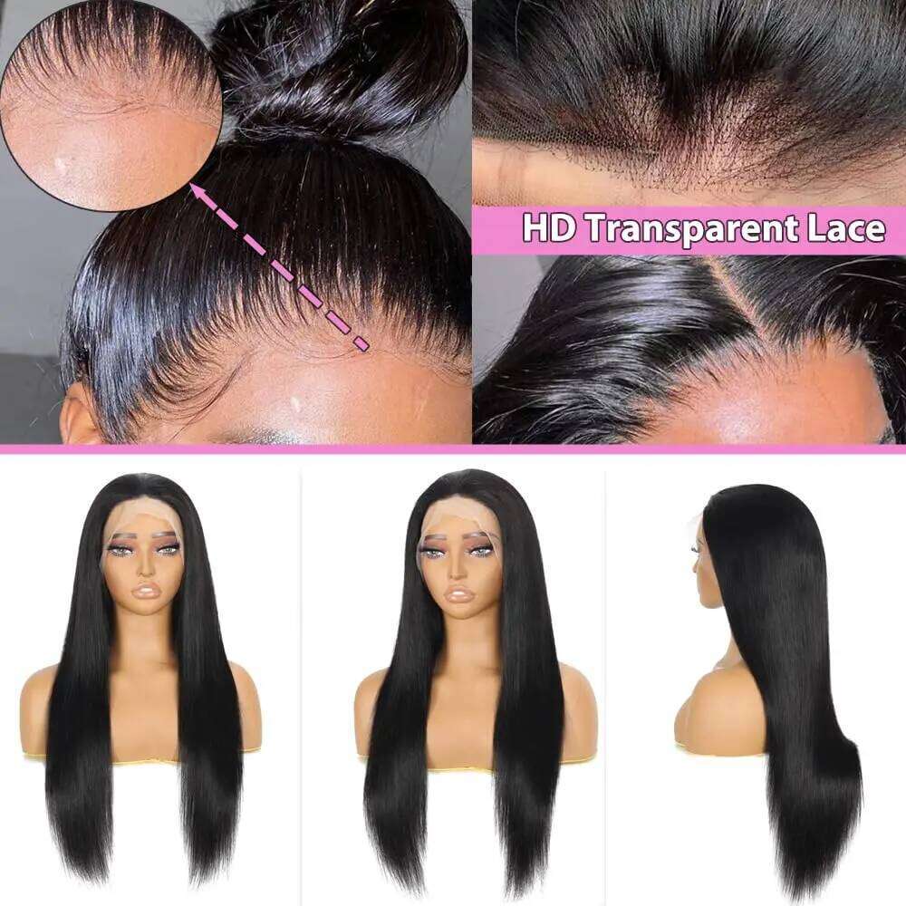 180% Density Straight 360 Full Frontal HD Lace Front Wigs Human Hair