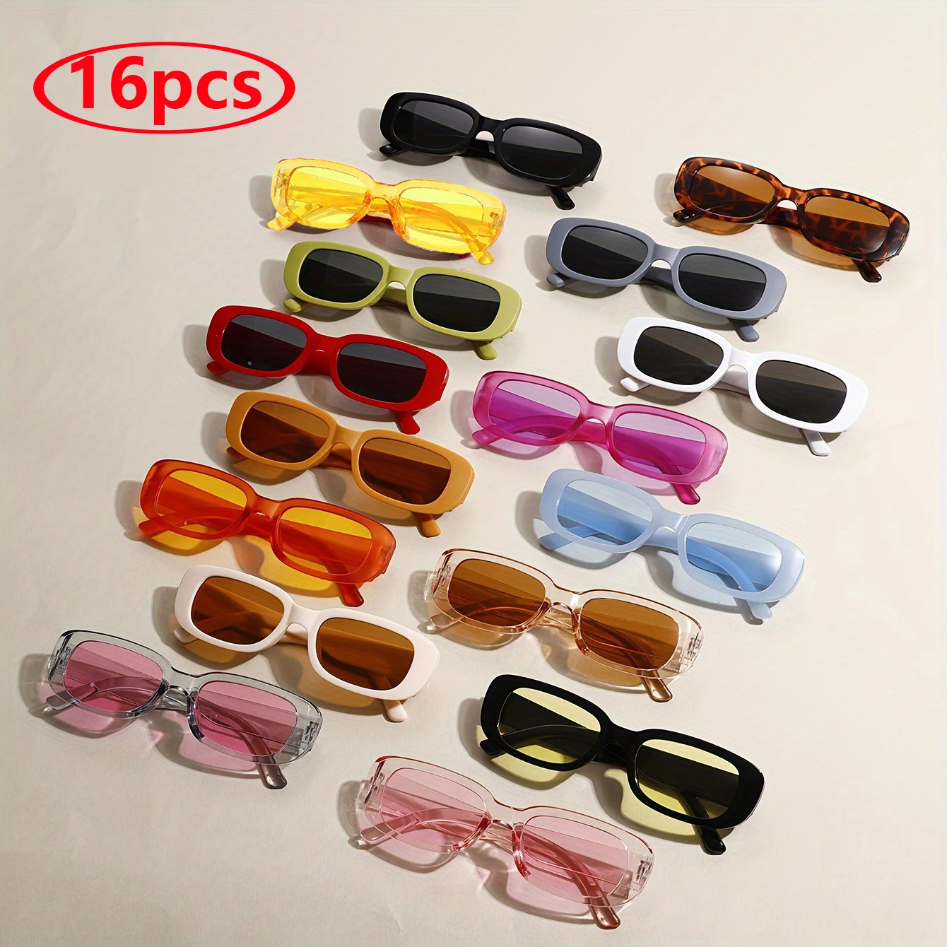 16pcs Fashion Small Square Frame Sunglasses Women Summer Vintage Punk Rectangle Wholesale Jelly Colors Sun Glasses Shades UV400 250530