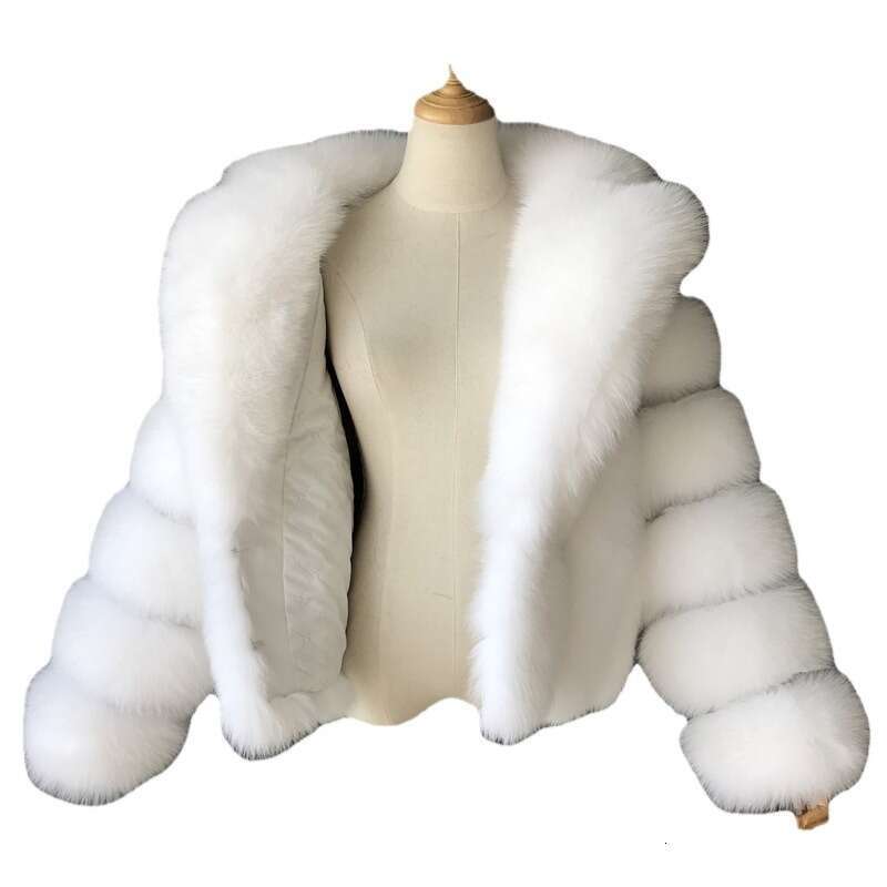 Fox Women's Fashion 2023 Autumn Winter Faux Fur Coat With Blazer Collar