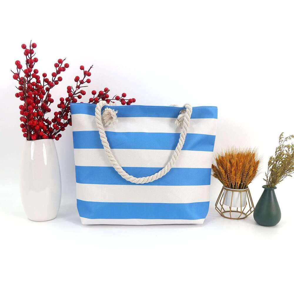 Large Capacity Striped Beach Women's Underarm Shoulder Simple Versatile Casual Storage Canvas Bag