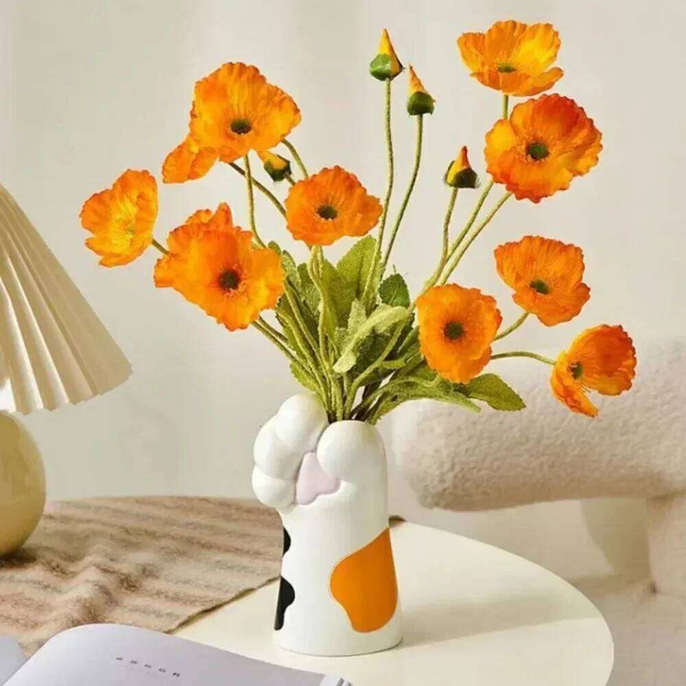 Claw Resin Craft Flower Pot Modern Desktop Cat Paw Ornaments Home Decoration Multifunction Simple Creative Cartoon Vase