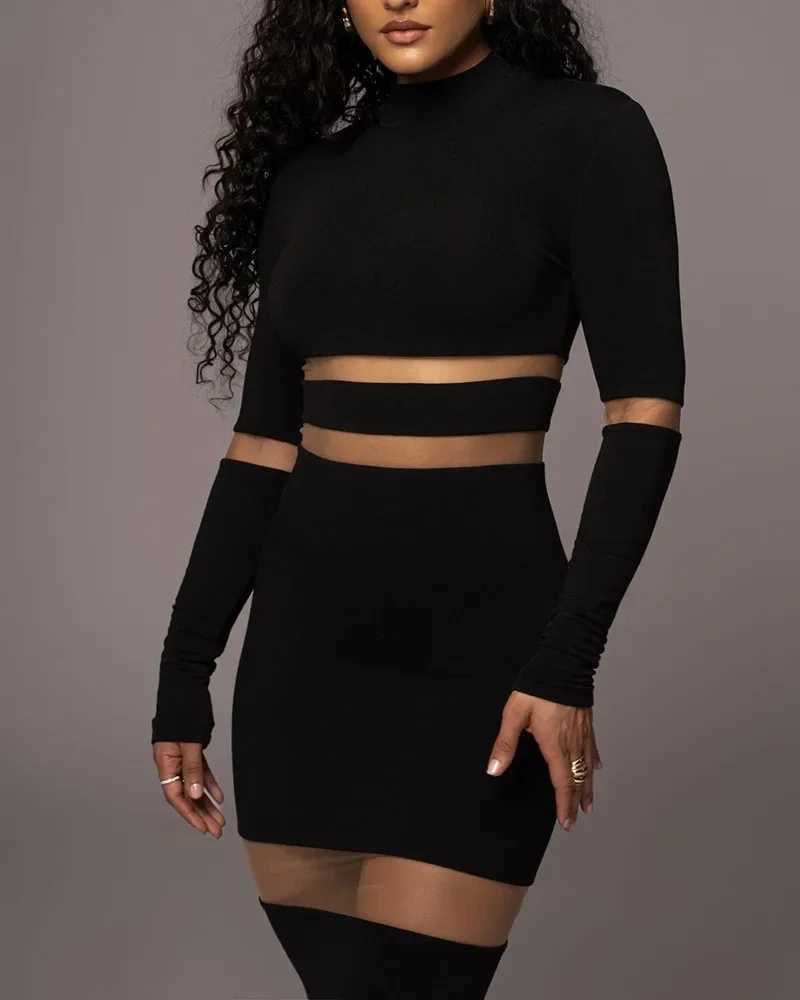 Evening Party Club Bodycon Maxi Dress for Women Spring Autumn Sexy Off Shoulder Lace Patch Long Sleeve Midi Dress XJ250610