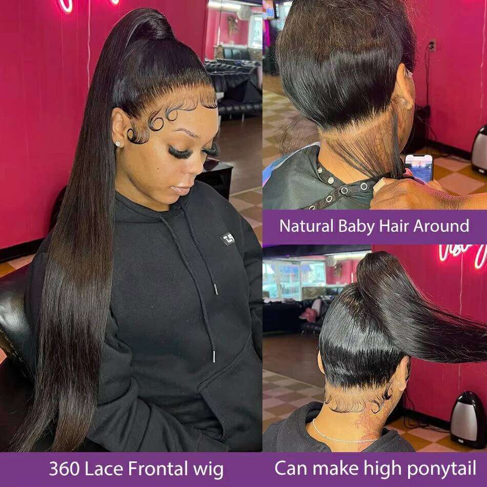 180% Density Straight 360 Full Frontal HD Lace Front Wigs Human Hair