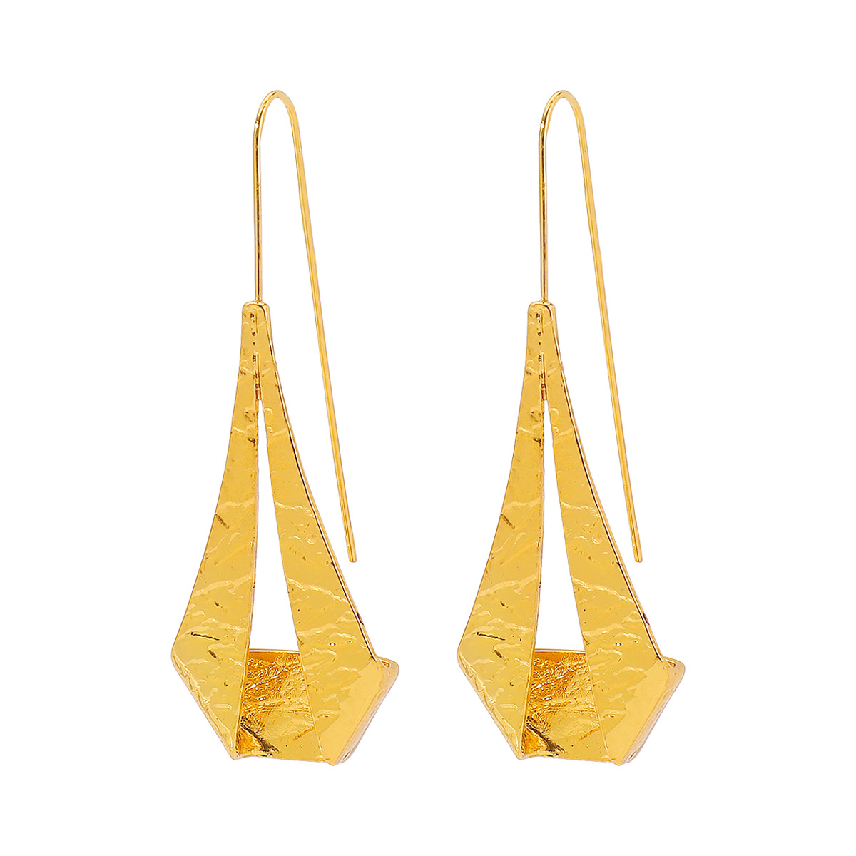 Cool Toned Metallic Water drop Leaf Earrings Modern Chinese Inspired Statement Jewelry for Cross Border Fashion