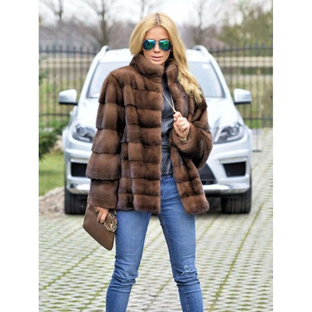 Autumn-winter Women's Casual Jacket Fashion Streetwear Brown Mink Warm Faux Fur Coat