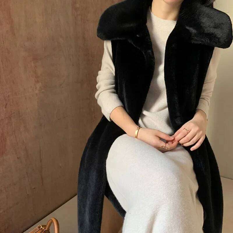 Vest Autumn Winter New Medium and Long Fur Coat for Women