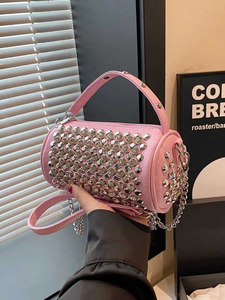 Fashion Classic Personalized Cylindrical Bag Exquisite And Stylish Versatile Diamond-Studded Banquet crossbody bag handbag Y250607