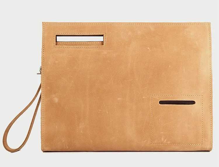 MAHEU Leather Briefcase File Bag Genuine Leather Documents Pouch Featured Crazy Horse Leather A4 File Handbag Formal Business W250610