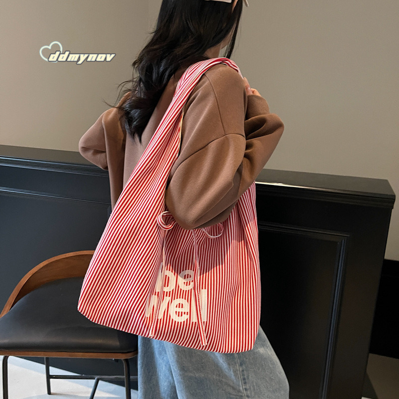Canvas Reversible Large Capacity Commuter Korean Style New Shoulder Bag for Women ddmynov