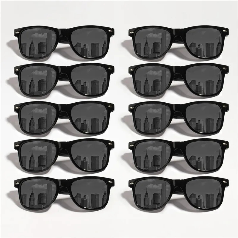 10PCS Classic Black Square Fashion Glasses with Bolt Decoration For Party Pography Wedding Birthday Graduation Hiking 250530