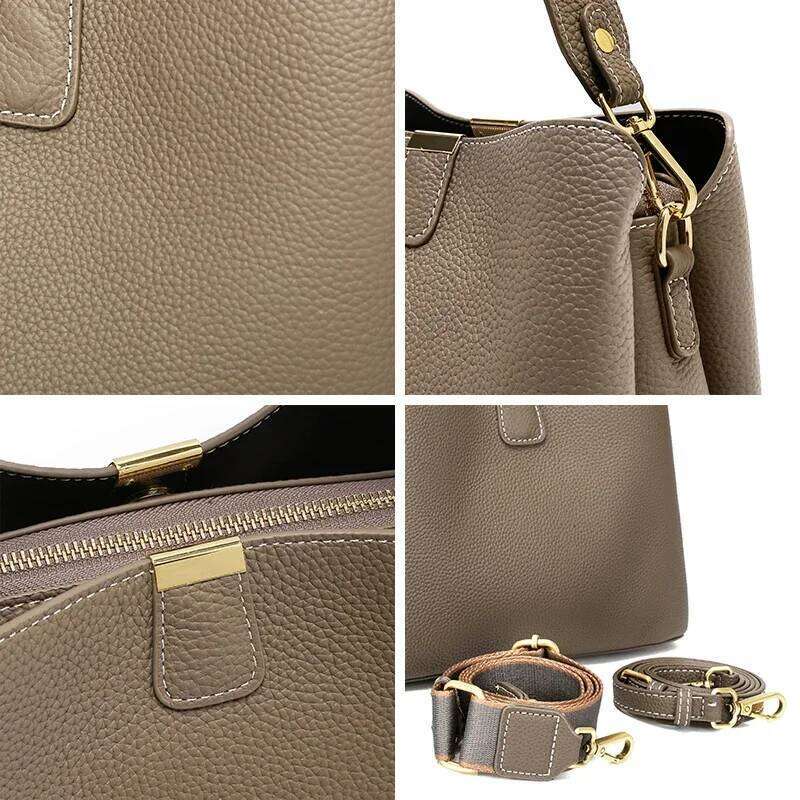 Women Natural Cow Leather Casual Commuter Shoulder Bags Female Fashion Retro Crossbody Bag Lady Cowhide Handbag