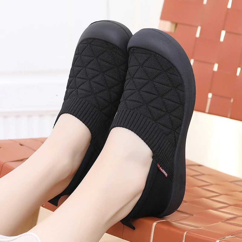 Spring and autumn womens single shoes soft sole breathable comfortable fashion casual walking shoes 250603