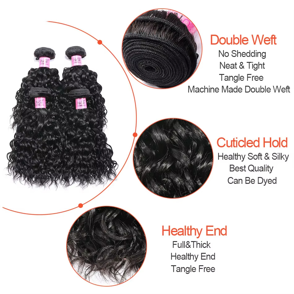 10 Inch Loose Deep Wave Bundles Human Hair Unprocessed Brazilian Remy 100% Human Hair Extensions Natural Color 1/3/4pcs Bundle With Frontal Closure Ra