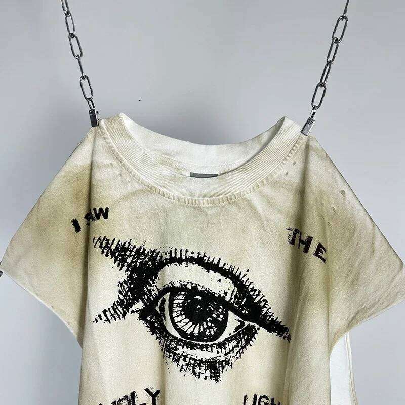 Streetwear Vintage Washed Apricot Made Dirty Sleeveless T Shirt Tee Men Women Best Quality SAINT I Saw The Holy Light T-Shirt