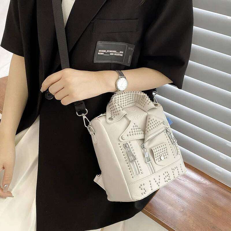 Fashion Jacket Design Shoulder Bags Rivet Clothes Shape Women's Handbag Brand Designer Lady Crossbody Bag Small Backpack