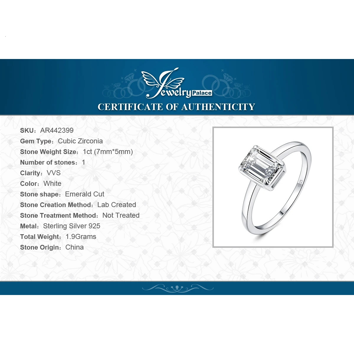 Jewelry 5A CZ Emerald Cut Solitaire 925 Sterling Silver Wedding Engagement Ring for Woman Anniversary Gift Fine Jewelry 250610