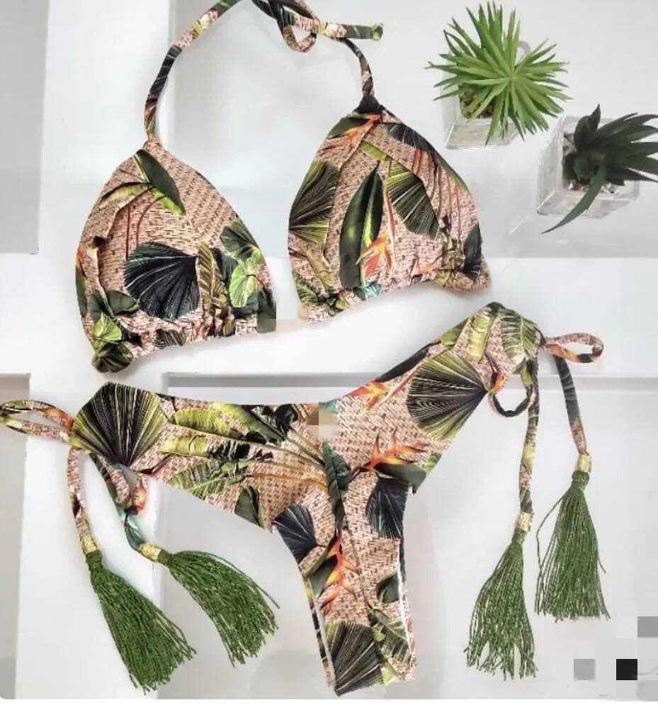Wrinkle Sexy Bathing Suit for Thong Swimsuit Beachwear Halter Brazilian Bikini Push Up Swimwear Women