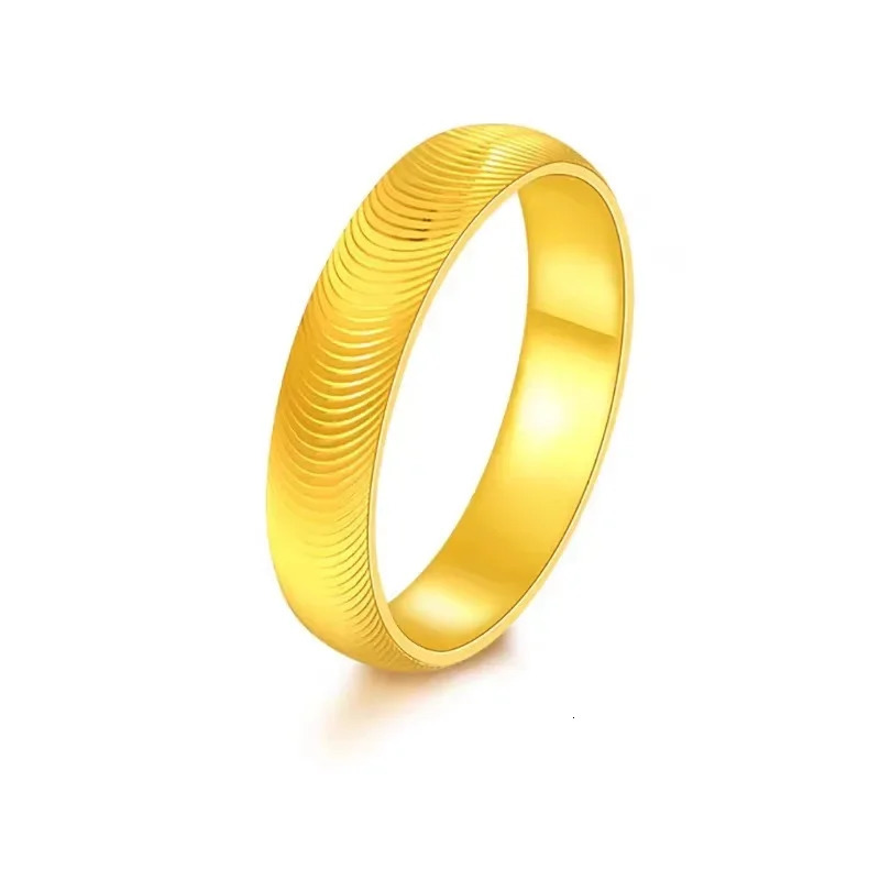 High - Grade 24K Pure Gold AU999 Cats Eye Ring Fashionably Simple for Couples Wholesale with Metal Stamp 250603
