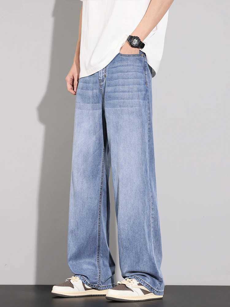 Streetwear Mens Vintage Jeans Summer Thin Lyocell Fabric Soft Straight Casual Trousers Comfortable Brand Male Denim Pants M250610