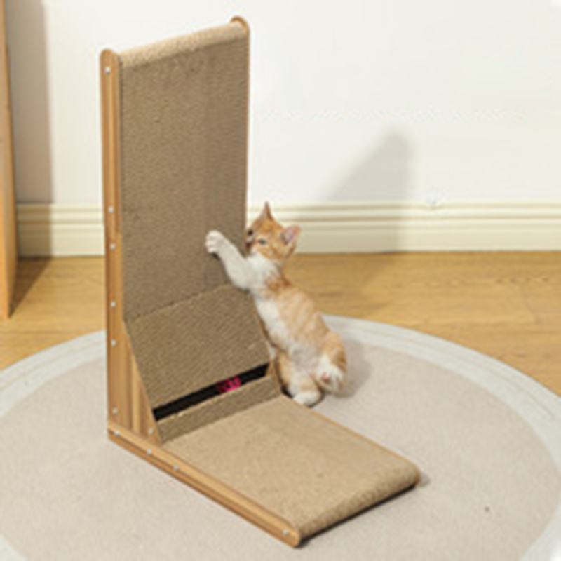 Cross border popular cat scratching board L-shaped vertical corrugated paper grinding claw artifact durable and non shedding cat scratching column sou