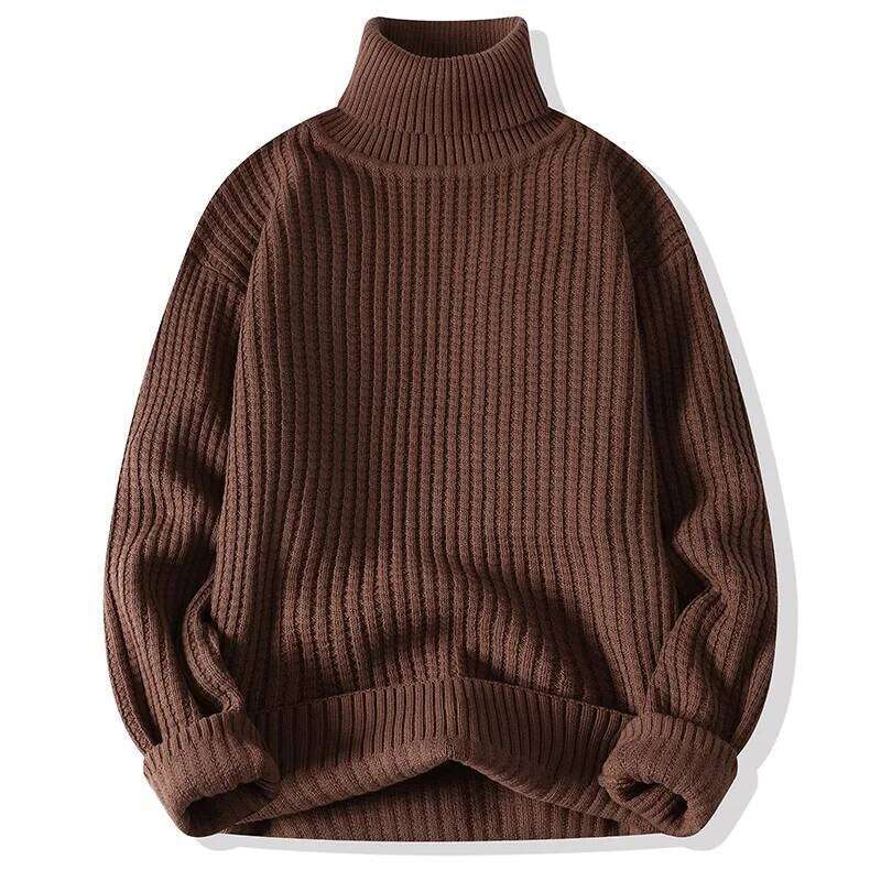 Autumn Winter New Mens Turtleneck Pullover Men Solid Color Knit Business Casual Sweater Warm Pull Jumper