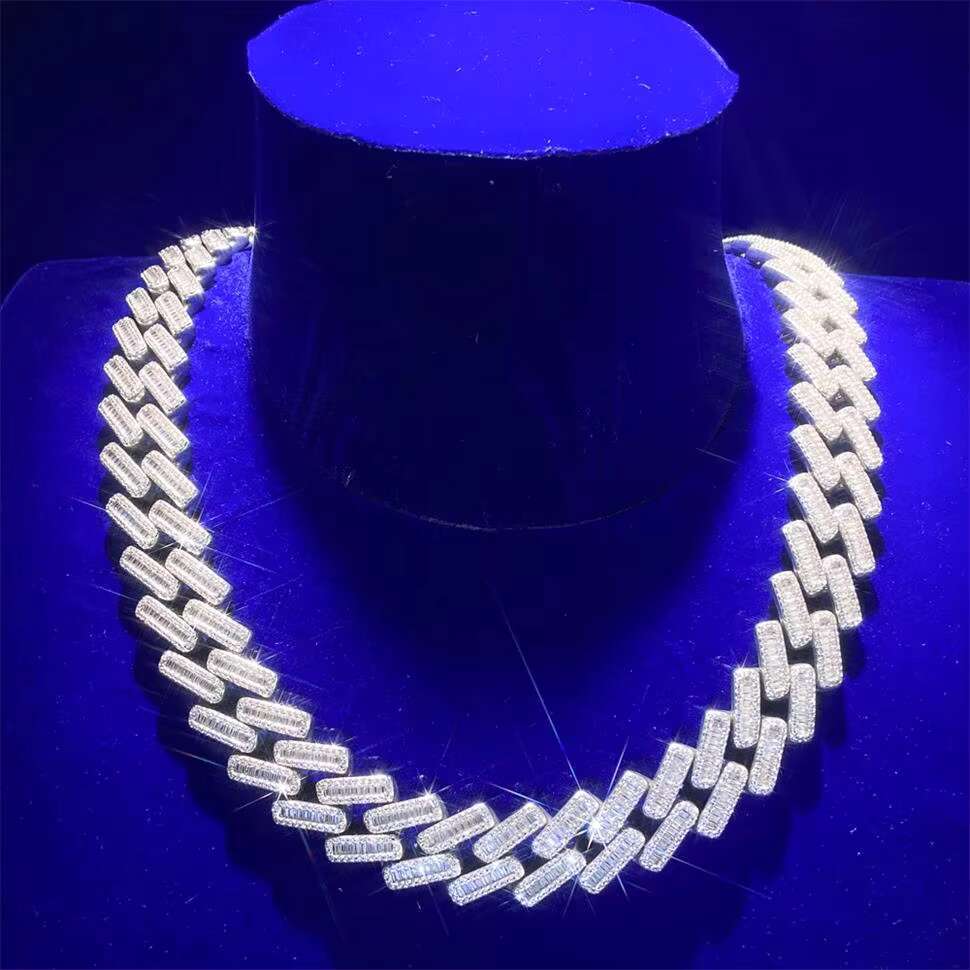 OACOCA Custom Jewelry 18inch Cubic Zircon Iced Out Moissanite Cuban Link Chain Necklace for Men