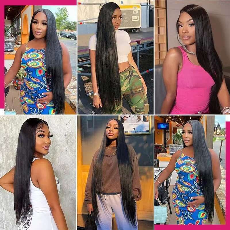 40 46 Inch 200 Density Frontal Wig For Black Women Brazilian Human Hair 13x6 Bone Straight HD Transparent Lace Front Wigs