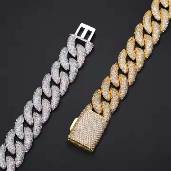 OACOCA S925 Sterling Silver Iced Tennis Link Chain VVS D Color Moissanite Diamond Cuban Chain Necklace Bracelet for Men Hip Hop Style