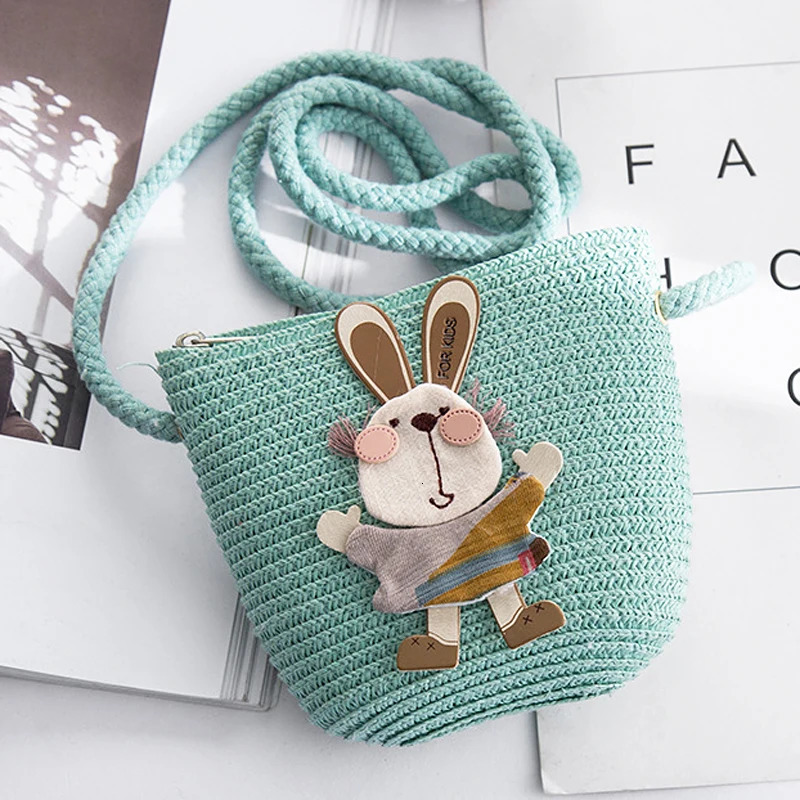 Summer Hand Made Straw Bags Children Single Inclined Shoulder Exquisiteness Kids Cartoon Coin Purses Cute Princess Handbags 250605