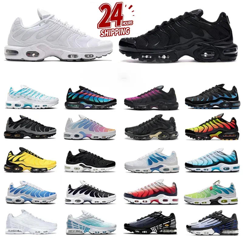 Tn Plus 3 Running Shoes Men Women Triple White Black Sky Blue Gradient Dusk Unity tns Plus Tennis Breathable Mens Trainers outdoor Sports Sneakers Size 36-46