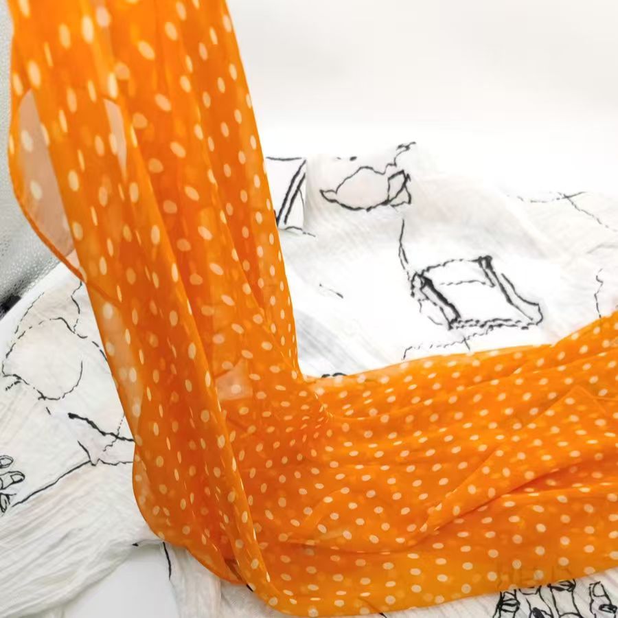 K972 New Georgette small polka dot silk scarf square dance photo decoration polka dot gauze scarf long thin scarf sunscreen wholesale