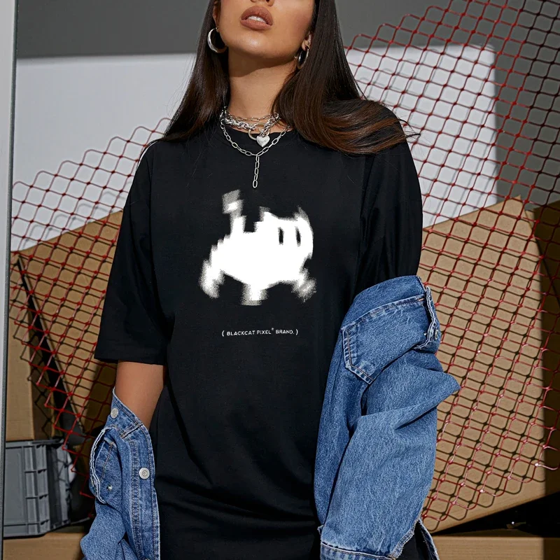 Summer Aesthetic Print Short Sleeve Designer T-shirts Basic Streetwear Tops Y2k Women Casual Harajuku Gothic O Neck Tees Clothing 2025 New