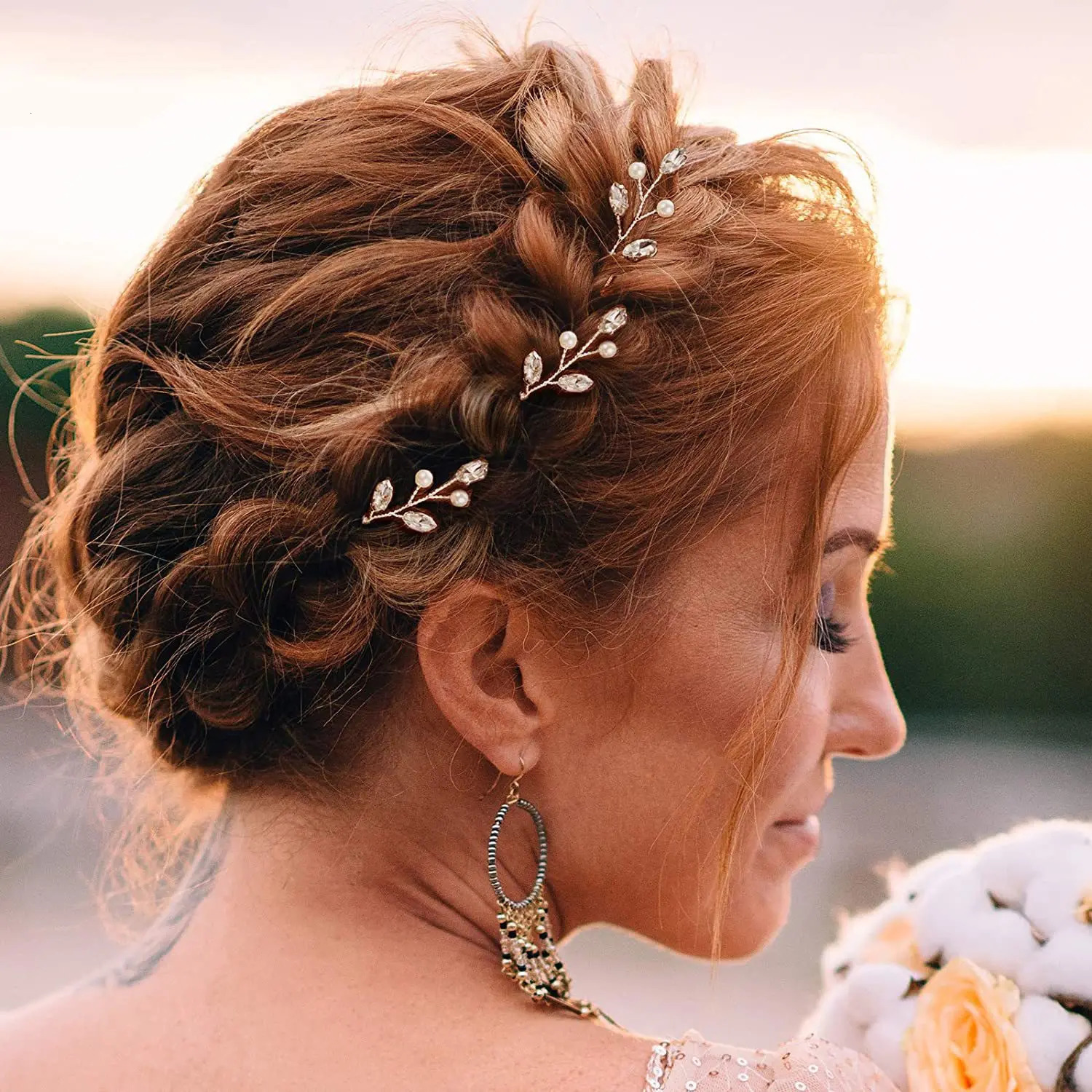6Pcs Bridal Hairpins Wedding Headpiece Golden And Silvery Pearl Hair Comb Rhinestone Crystal Wedding Hair Accessories 250610