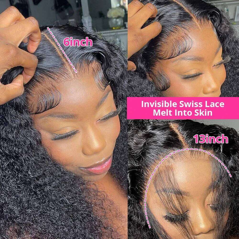 13X6 HD Wig 30 inch Jerry Front Human Hair Bouncy Water Kinky Curly 13x4 Lace Frontal Wigs Woman