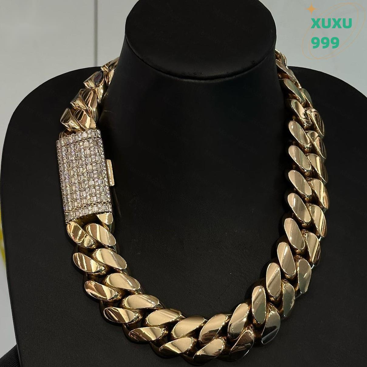 OACOCA 28MM Cuban Chain 925 Sterling Silver Plain Necklace Custom Moissanite Clasp Hiphop Cuban Link Chain