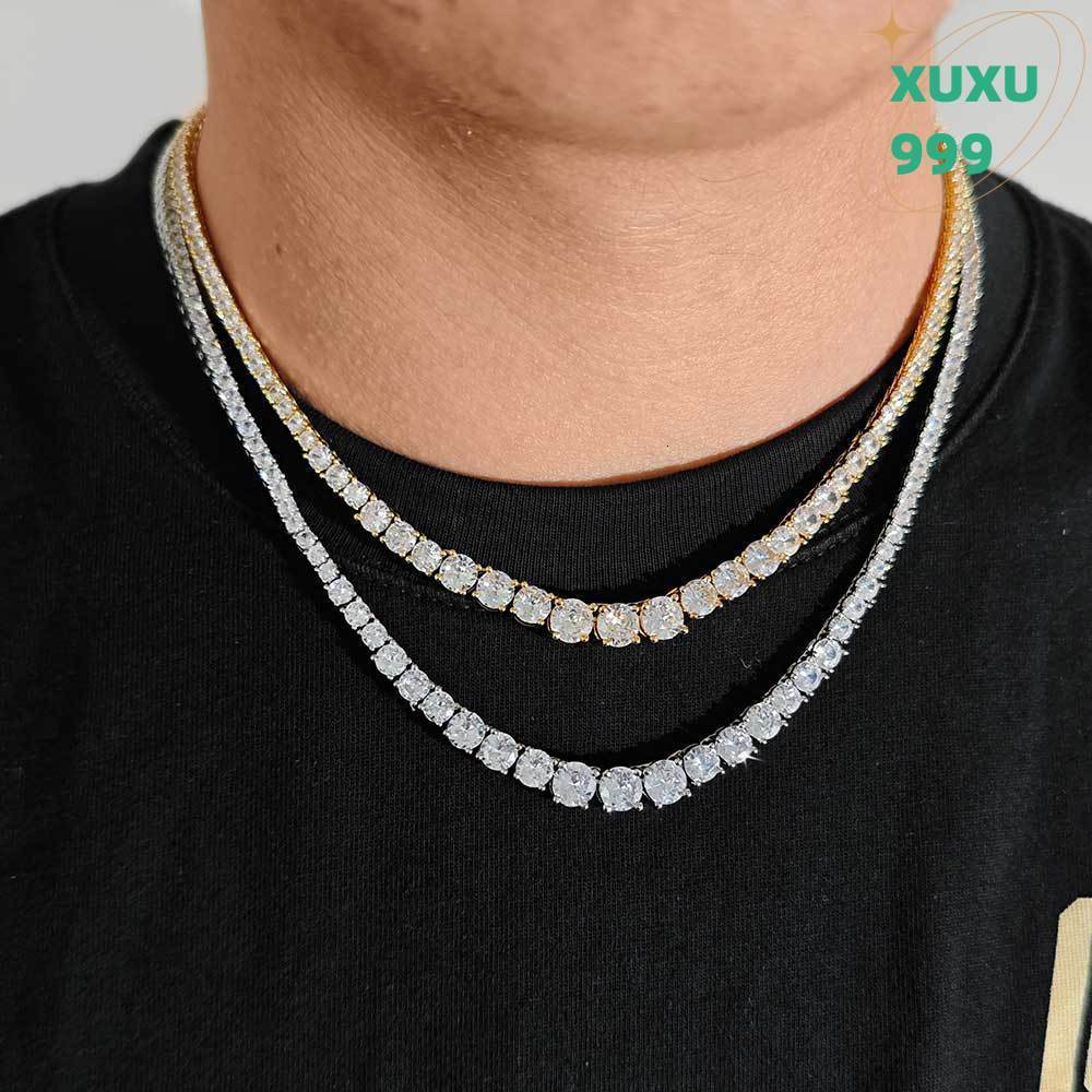 OACOCA Cuba Chain Vvs Moissanite Diamond Tennis Chain Necklace Bracelet Hip Hop 925 Sterling Silver