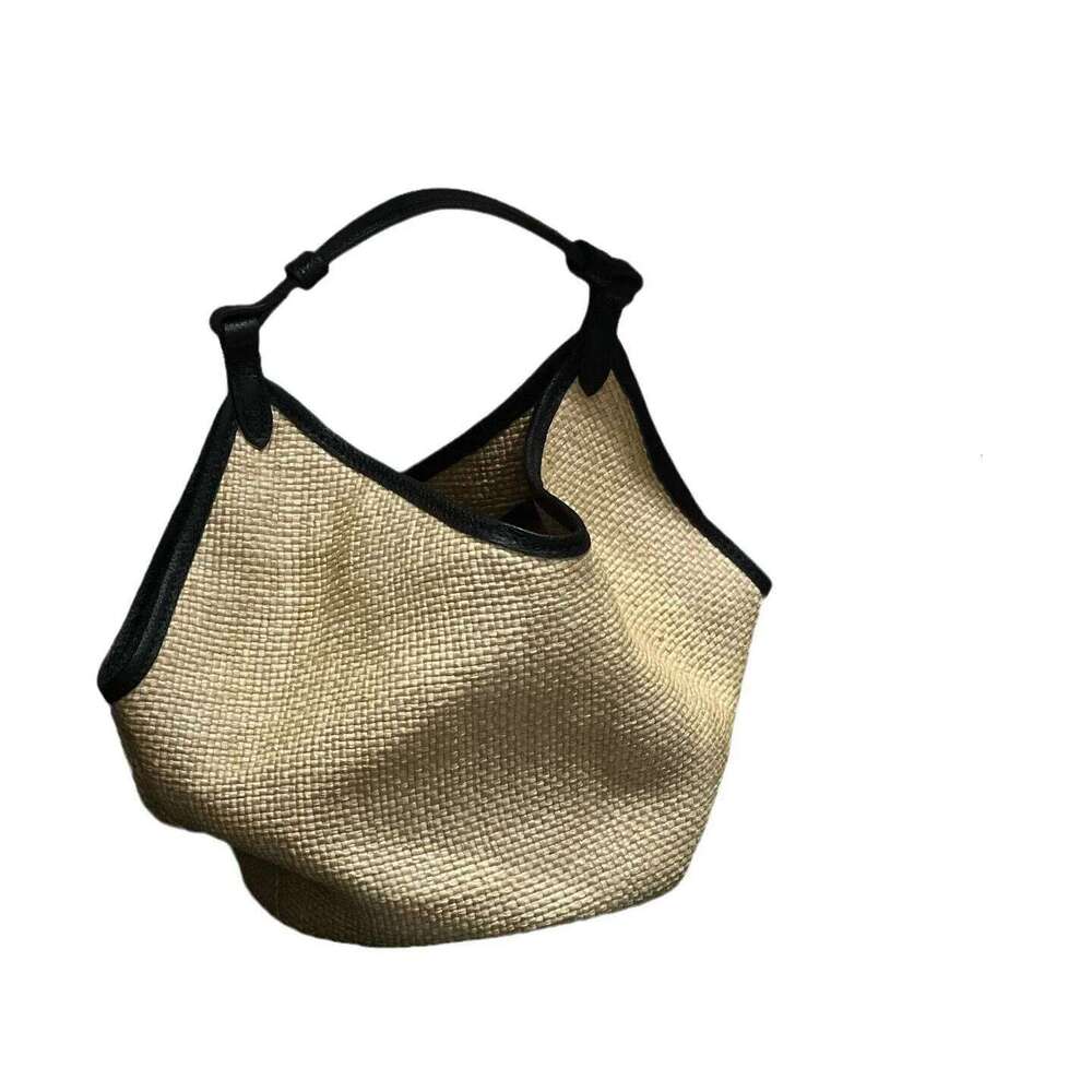 Versatile Summer New Style Straw Woven Genuine Leather Lining Women's Trendy Waist Pack Basket Bag Bucket