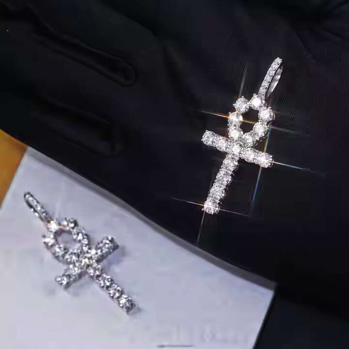 New Design Hip Hop Statement Moissanite Cross Pendant Jewelry Supplier 925 Sterling Silver Pendant for Long Necklace