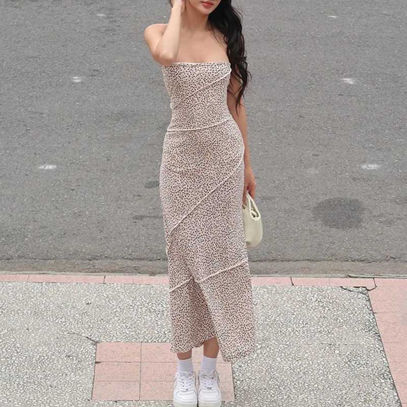 Strapless Sexy Dress Women Summer New Fashion Print Sleeveless Strap Off Shoulder Dress Bodycon Casual Elegant Club Party Dress XJ250610