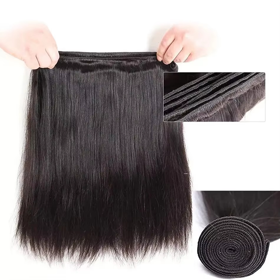 8 Inch Straight Bundles Human Hair Burmese Curly Raw Hair Bundles Double Weft Virgin Hair Extensions Quick Weaving 100% Human Hair Body Wave 3 4 Bundl