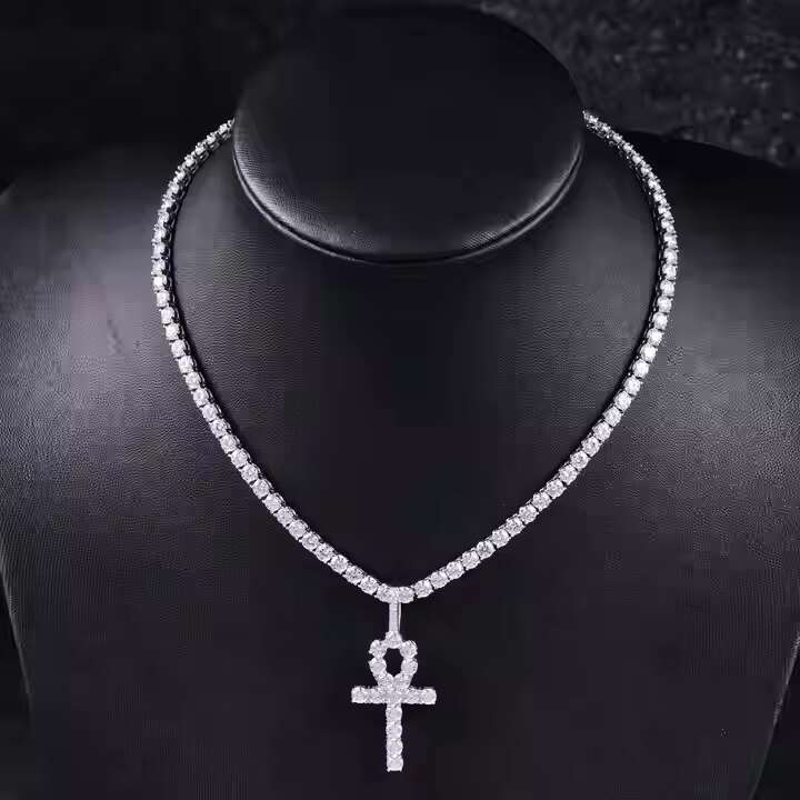 New Design Hip Hop Statement Moissanite Cross Pendant Jewelry Supplier 925 Sterling Silver Pendant for Long Necklace