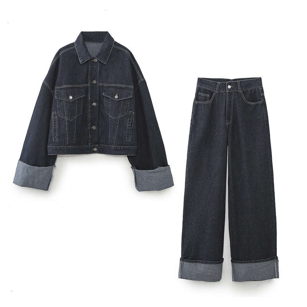 Autumn New Style Denim Jacket9632255cuffed Hem Jeans60405 B5