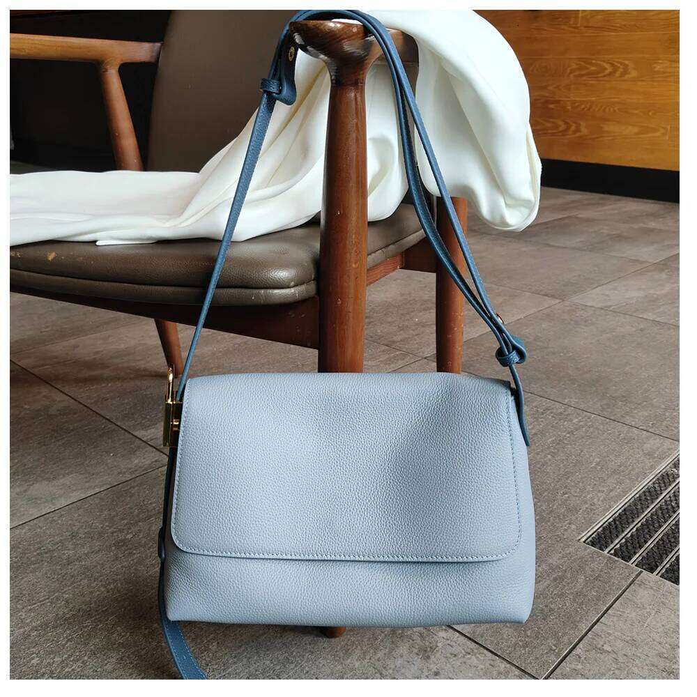 Genuine Leather Women Shoulder Crossbody Blue Bag Designer High Quality Soft Cowhide Ladies Black Handbag Beige