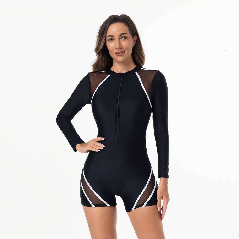 Women Swimsuit With Sleeve Female One-Piece Bathing Summer Beachwear Swimming Costume Woman Swimwear Surfing Suit