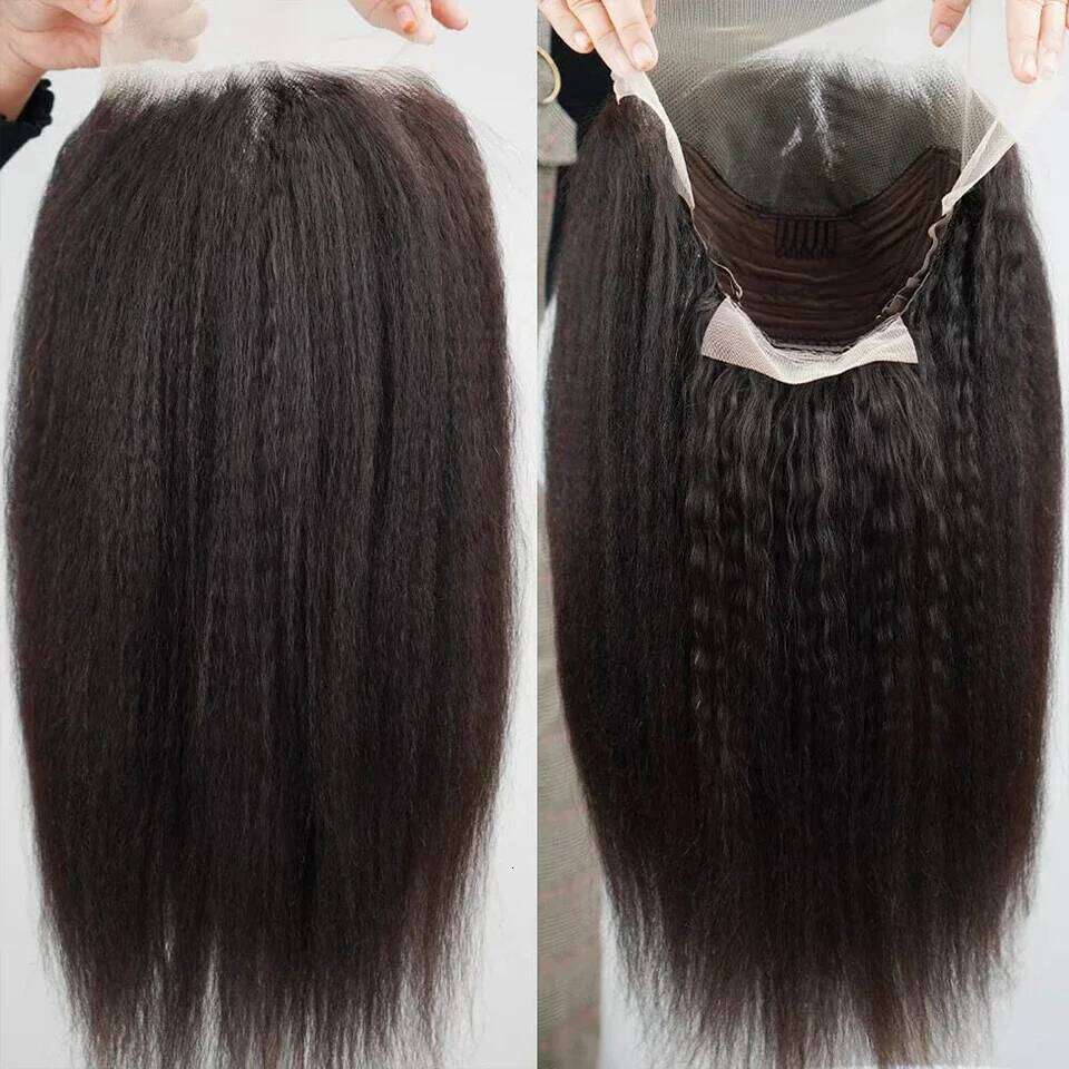 13x6 Front HD Transparent Kinky Straight Human Hair Glueless Lace Frontal Wigs for Women