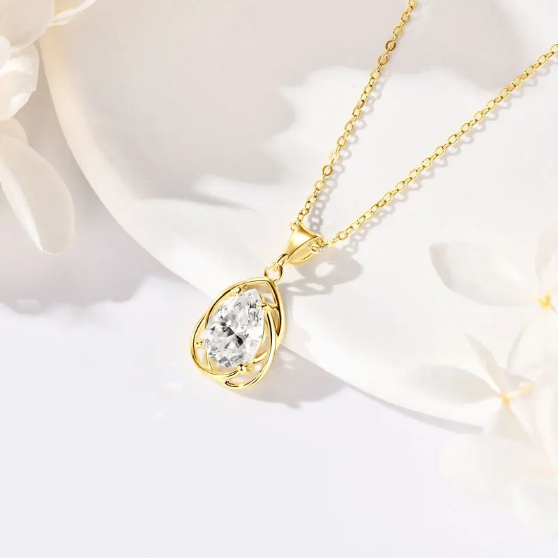 IOGOU Pear Cut 2.0ct Teardrop Pendant Necklace Adjustable S925 Silver Chain GRA Certified Fine Jewelry 2025 Trendy 250609