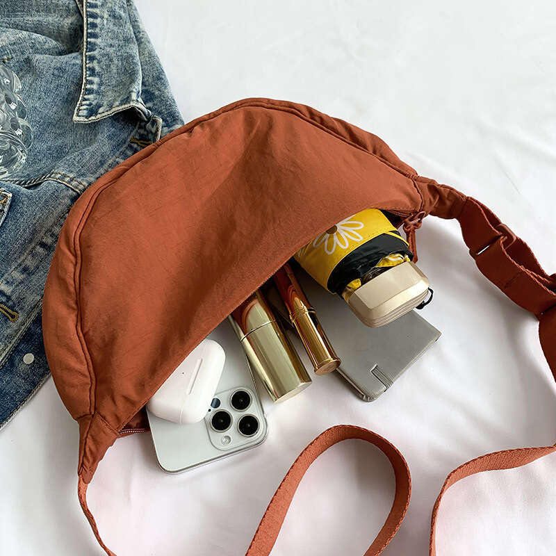 Korean Style Washed Fabric Pleated Dumpling Solid Color Simple Lightweight Shoulder Versatile Casual Underarm Crossbody Bag